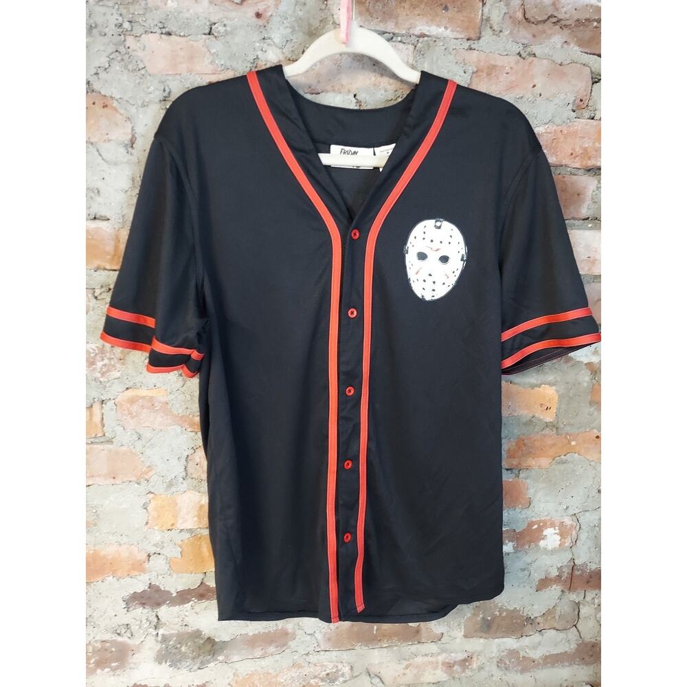 Friday The 13th Mens Baseball Jersey Shirt M Black Red Jason Voorhees Horror